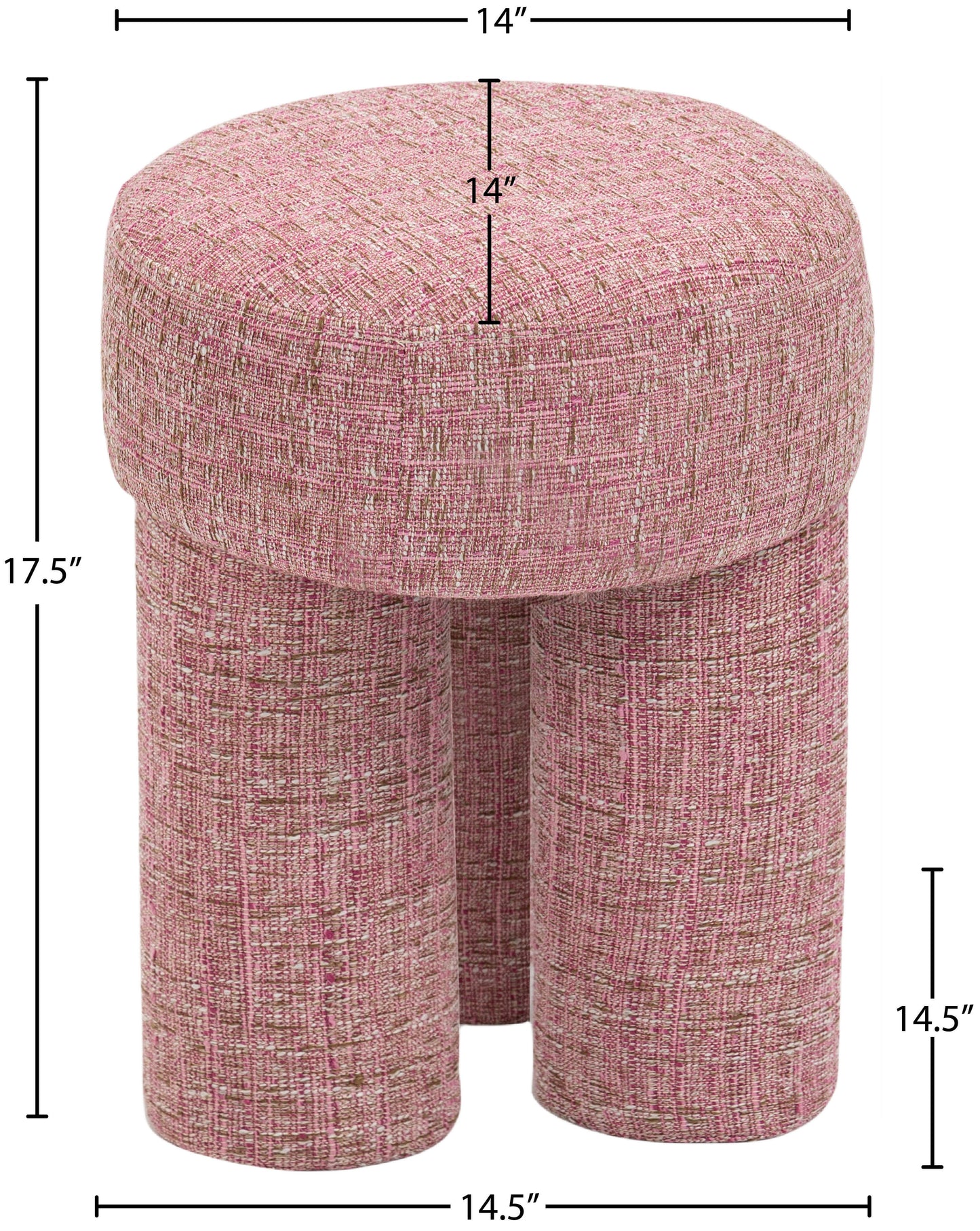 zuma pink polyester fabric ottoman/stool pink