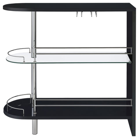 Ramses Rectangular 2-tier Home Bar Table Black High GlossBlack High Gloss