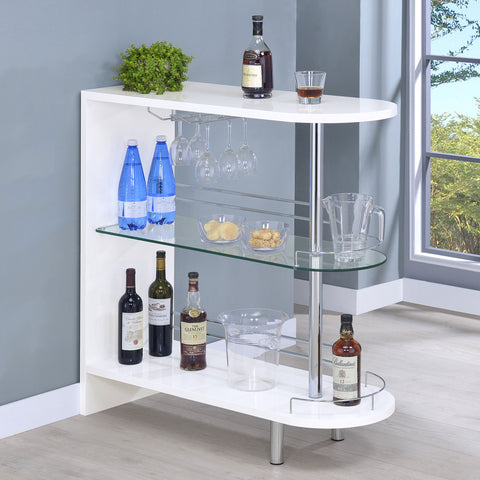 Ramses Rectangular 2-tier Home Bar Table White High GlossWhite High Gloss