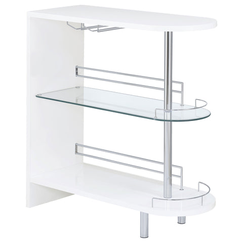 Ramses Rectangular 2-tier Home Bar Table White High GlossWhite High Gloss