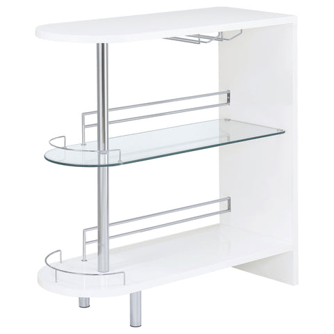 Ramses Rectangular 2-tier Home Bar Table White High GlossWhite High Gloss