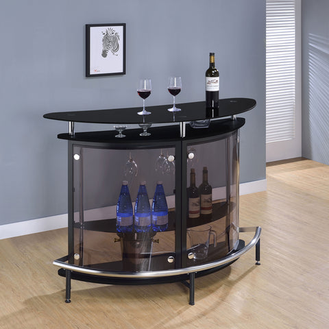 Bowman Freestanding Glass Top Home Bar Wine Cabinet BlackBlack