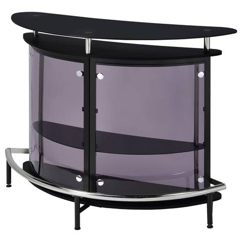 Bowman Freestanding Glass Top Home Bar Wine Cabinet BlackBlack