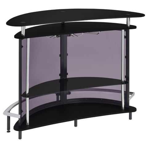 Bowman Freestanding Glass Top Home Bar Wine Cabinet BlackBlack