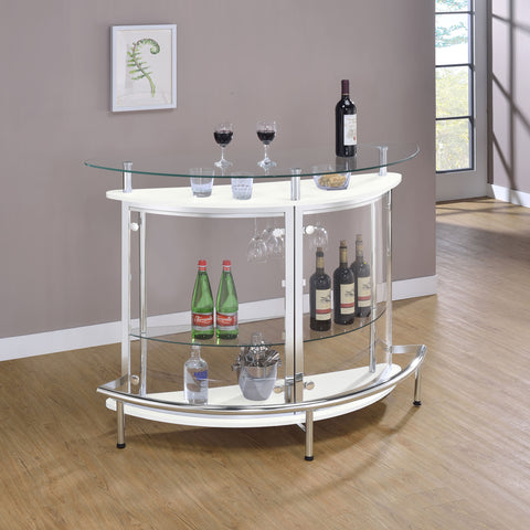 Bowman Freestanding Glass Top Home Bar Wine Cabinet WhiteWhite
