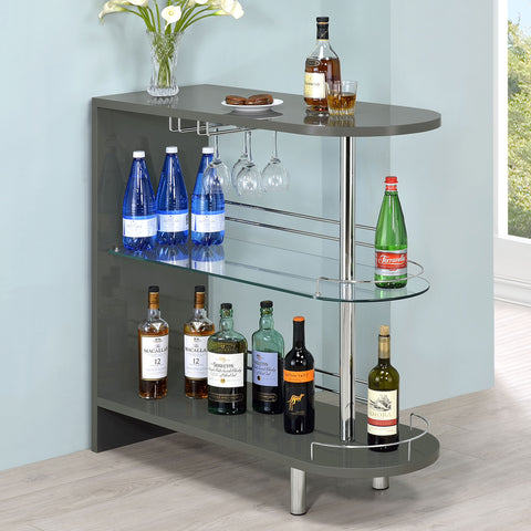 Ramses Rectangular 2-tier Home Bar Table Grey High GlossGrey High Gloss