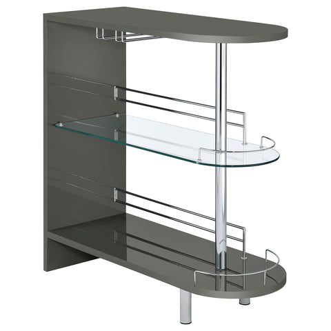 Ramses Rectangular 2-tier Home Bar Table Grey High GlossGrey High Gloss