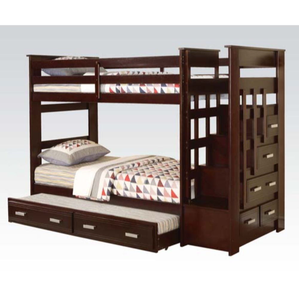 twin/twin bunk bed w/trundle & storage