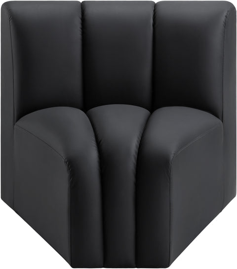 Briar Black Vegan Leather Upholstered Modular Curved Corner Chair, 1 Piece