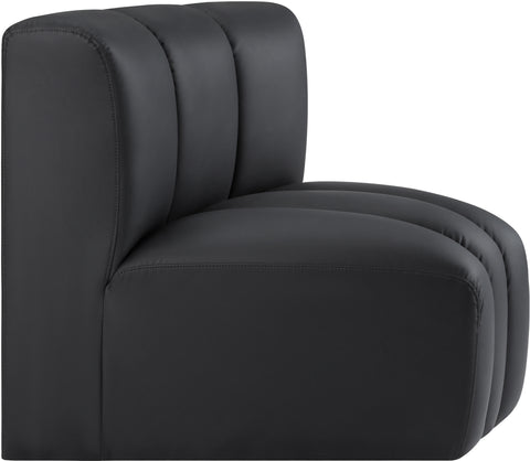 Briar Black Vegan Leather Upholstered Modular Curved Corner Chair, 1 Piece