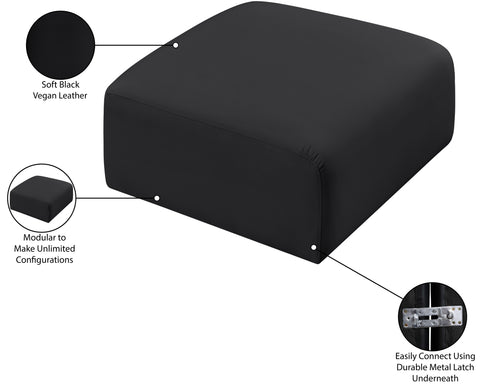 Briar Black Vegan Leather Upholstered Modular Ottoman, 1 Piece