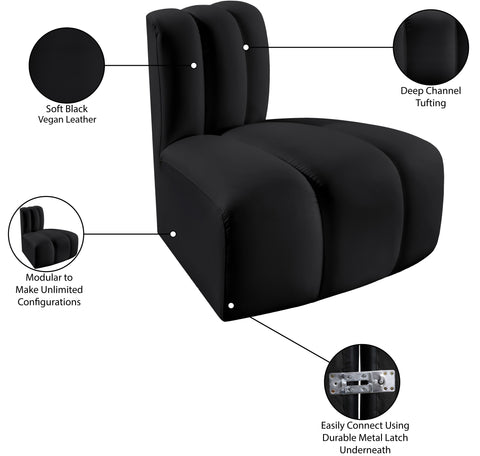 Yara Vegan Leather Upholstered Reverse Corner Chair, 1 Piece