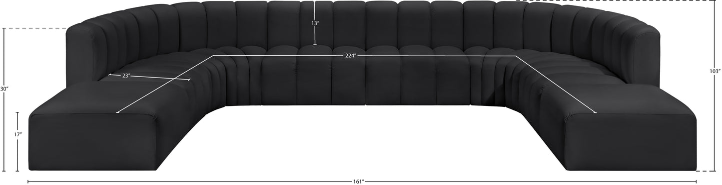 zara black faux leather modular sofa s10a