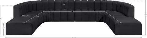 Briar Black 161 Vegan Leather Upholstered Modular Sectional, 10-Piece