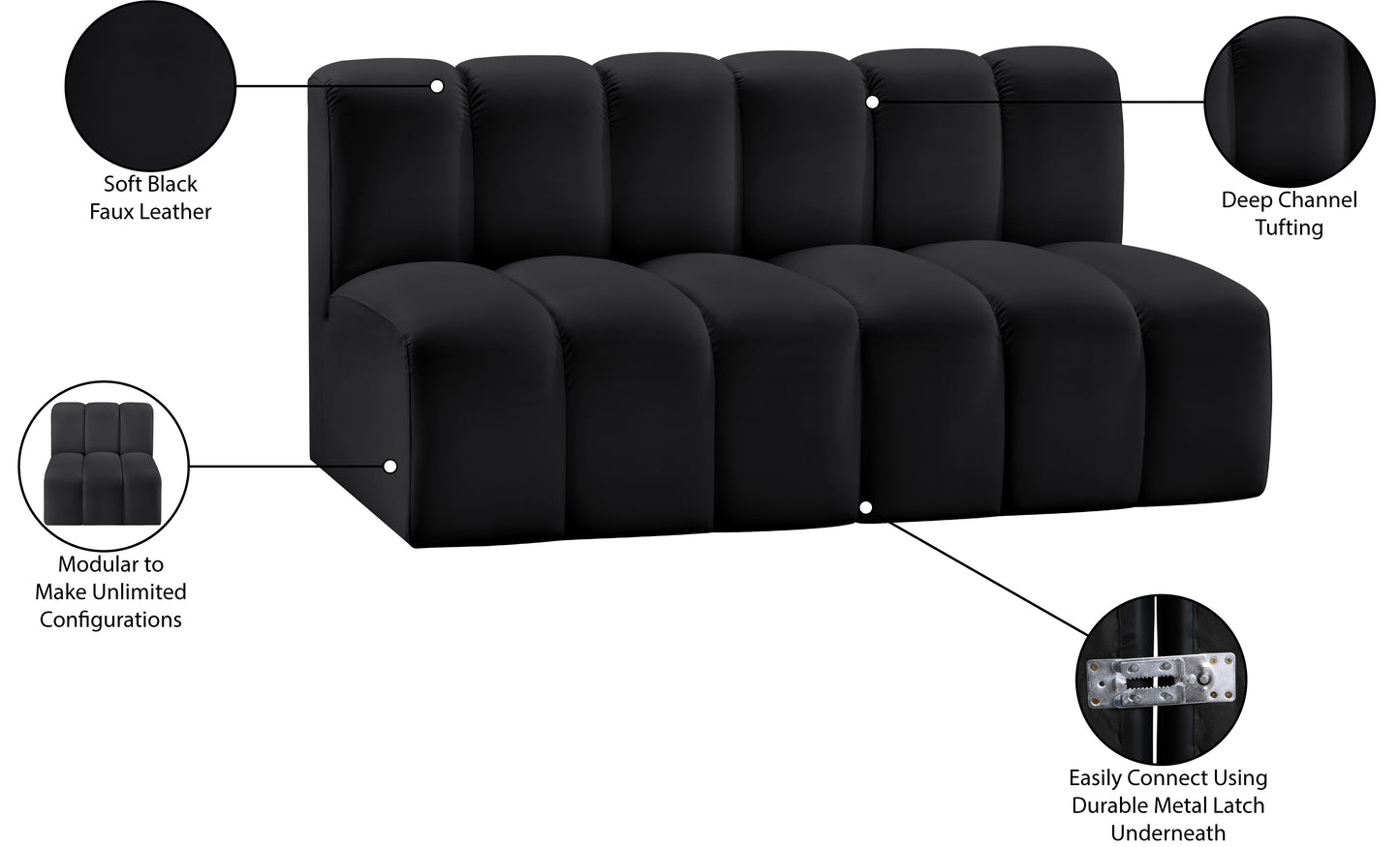 zara black faux leather modular sofa s2a