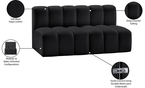 Briar Black 60 Vegan Leather Upholstered Modular Sectional , 2-Piece (Style 1)