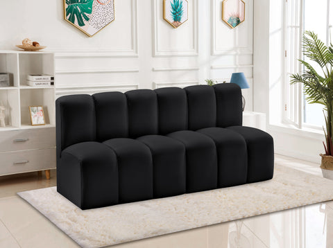 Briar Black 60 Vegan Leather Upholstered Modular Sectional , 2-Piece (Style 1)
