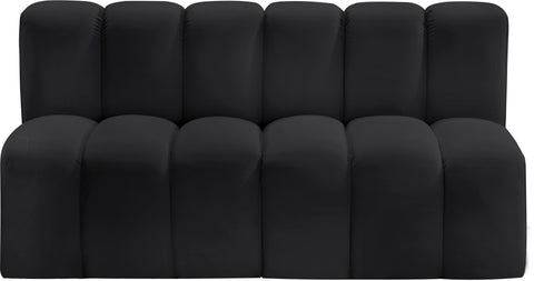 Briar Black 60 Vegan Leather Upholstered Modular Sectional , 2-Piece (Style 1)