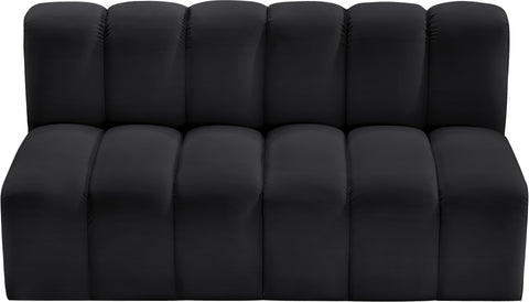 Briar Black 60 Vegan Leather Upholstered Modular Sectional , 2-Piece (Style 1)