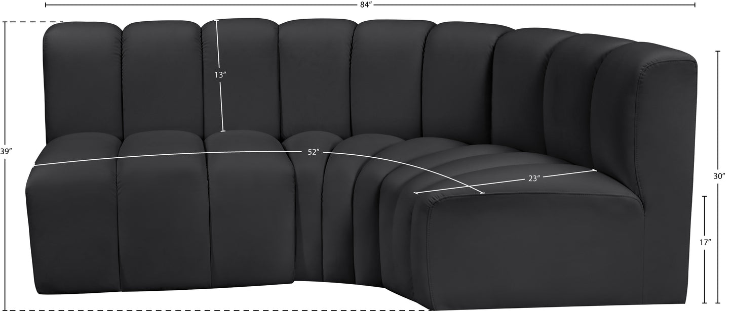 zara black faux leather modular sofa s3a