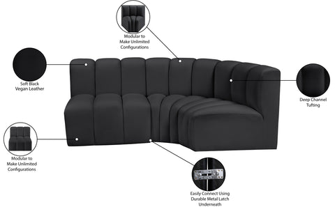 Yara 84" Vegan Leather Upholstered Sectional, 3-Piece