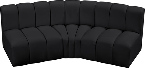 Briar Black 86 Vegan Leather Upholstered Modular Sectional, 3-Piece