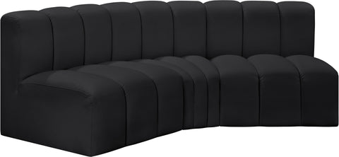 Briar Black 86 Vegan Leather Upholstered Modular Sectional, 3-Piece