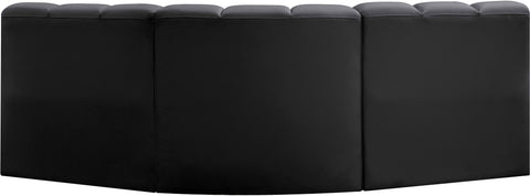 Briar Black 86 Vegan Leather Upholstered Modular Sectional, 3-Piece