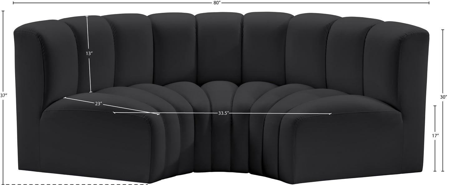 zara black faux leather modular sofa s3c