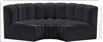 Zara Black Faux Leather Modular Sofa S3C