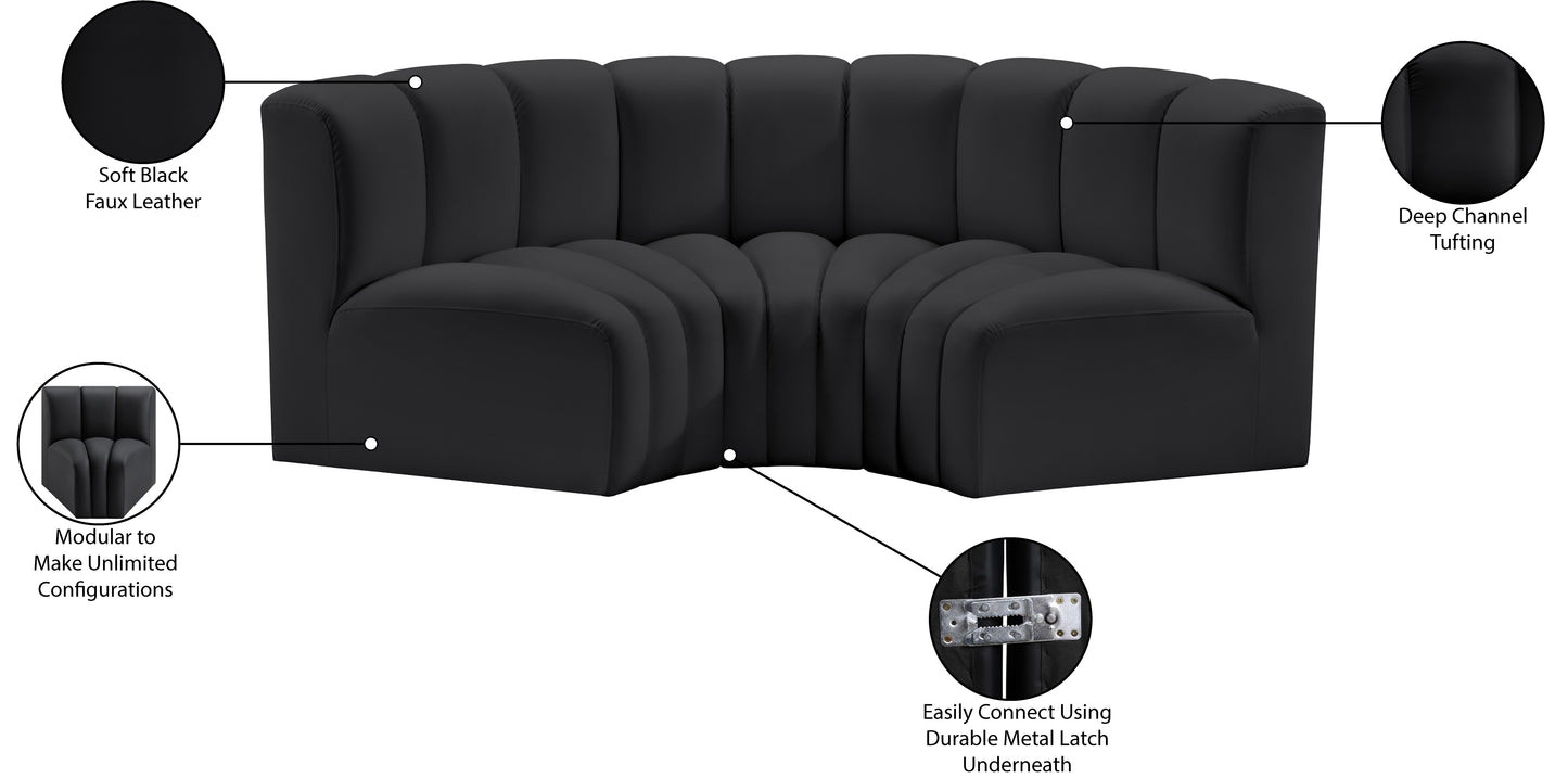 zara black faux leather modular sofa s3c