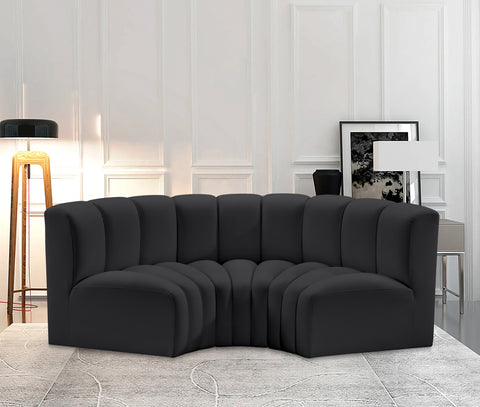 Briar Black 80 Vegan Leather Upholstered Modular Sectional, 3-Piece