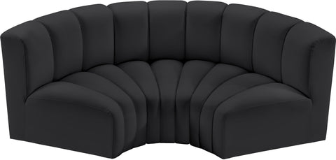 Briar Black 80 Vegan Leather Upholstered Modular Sectional, 3-Piece