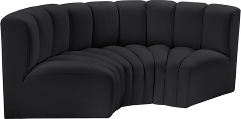 Briar Black 80 Vegan Leather Upholstered Modular Sectional, 3-Piece