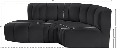 Zara Black Faux Leather Modular Sofa S3D