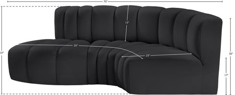 Briar Black 70 Vegan Leather Upholstered Modular Sectional, 3-Piece