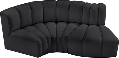 Briar Black 70 Vegan Leather Upholstered Modular Sectional, 3-Piece