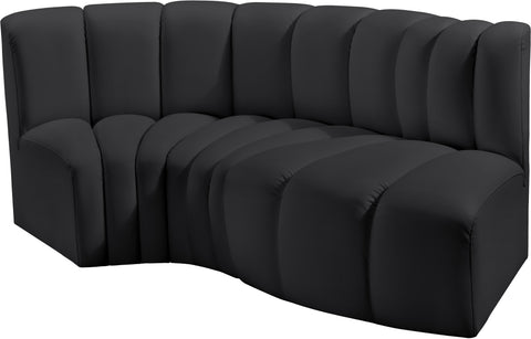 Briar Black 70 Vegan Leather Upholstered Modular Sectional, 3-Piece