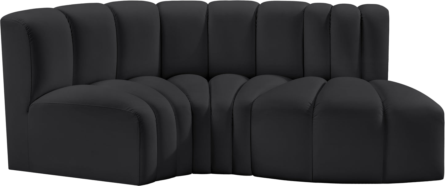 zara black faux leather modular sofa s3d