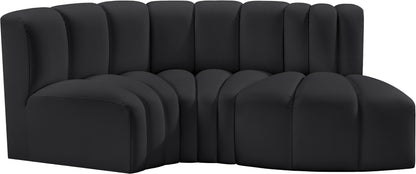 Zara Black Faux Leather Modular Sofa S3D