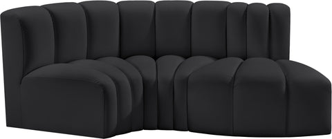 Briar Black 70 Vegan Leather Upholstered Modular Sectional, 3-Piece