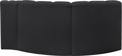 Briar Black 70 Vegan Leather Upholstered Modular Sectional, 3-Piece