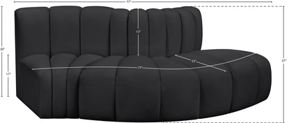 Zara Black Faux Leather Modular Sofa S3E