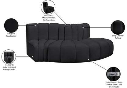 Zara Black Faux Leather Modular Sofa S3E