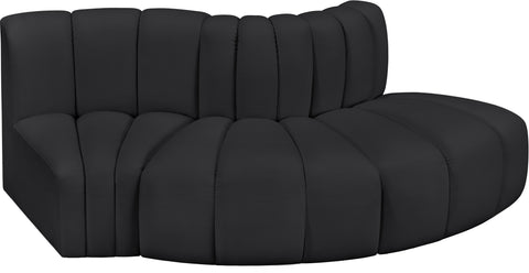 Briar Black 77 Vegan Leather Upholstered Modular Sectional, 3-Piece