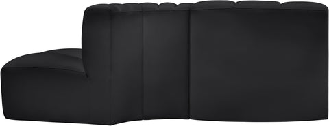 Briar Black 77 Vegan Leather Upholstered Modular Sectional, 3-Piece