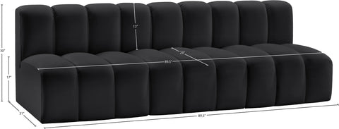 Briar Black 89.5 Vegan Leather Upholstered Modular Sectional, 3-Piece