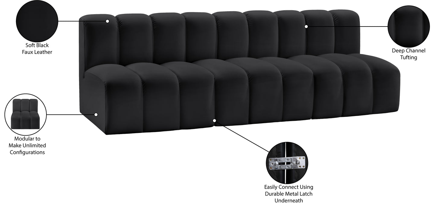 zara black faux leather modular sofa s3f