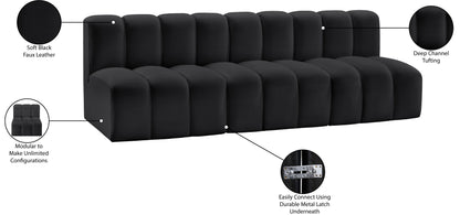 Zara Black Faux Leather Modular Sofa S3F