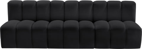 Briar Black 89.5 Vegan Leather Upholstered Modular Sectional, 3-Piece